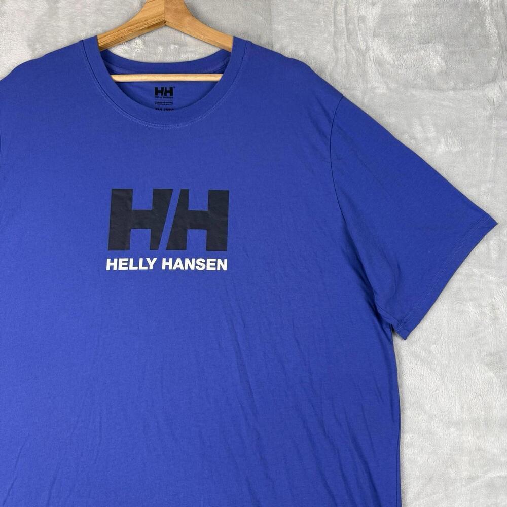 Helly Hansen HH Logo T-Shirt Blue Men Size 2XL Outdoor Streetwear Graphic Tee - Picture 1 of 9